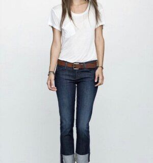 Citizens of Humanity Dani Cropped Straight Leg Cuffed Medium Wash Size 28